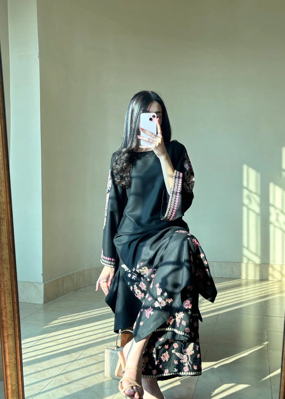 Elegant black traditional salwar kameez style two piece outfit for girls