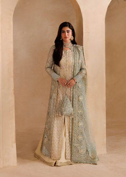 ELYSIA by Sardinia Brand – Aqua & Off-White Unstitched Suit PREORDER