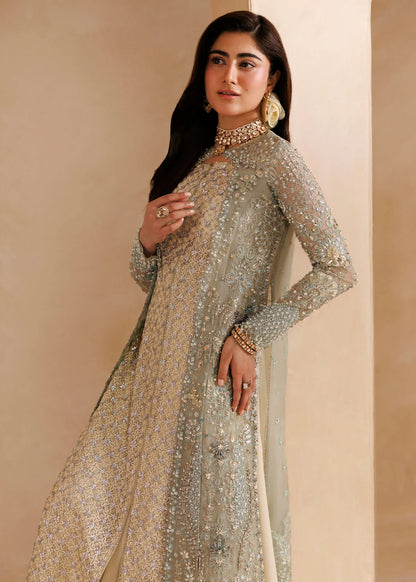 ELYSIA by Sardinia Brand – Aqua & Off-White Unstitched Suit PREORDER