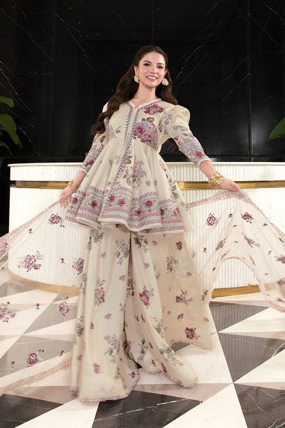Stunning So Kamal floral print lawn suit with flared design, premium festive collection