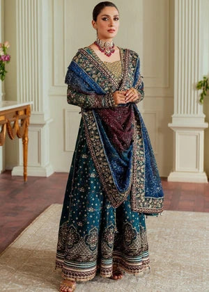 Elegant styling of Baroque luxury chiffon maxi dress with traditional dupatta, shop Pakistani dresses online bd with reliable pre-order.
