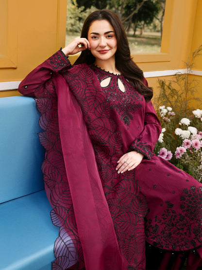 Allys Official Women's Embroidered Chikankari Suit Cherry AL-1135