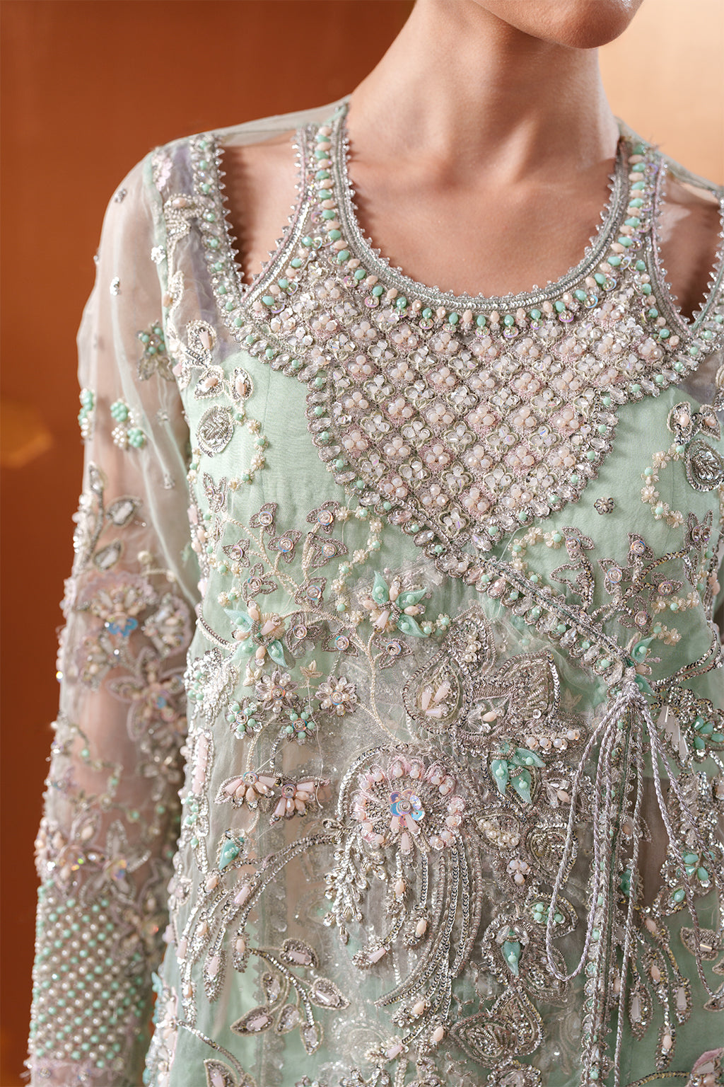 Emaan Adeel Women's Embroidered Organza Suit Moonstone Gleam