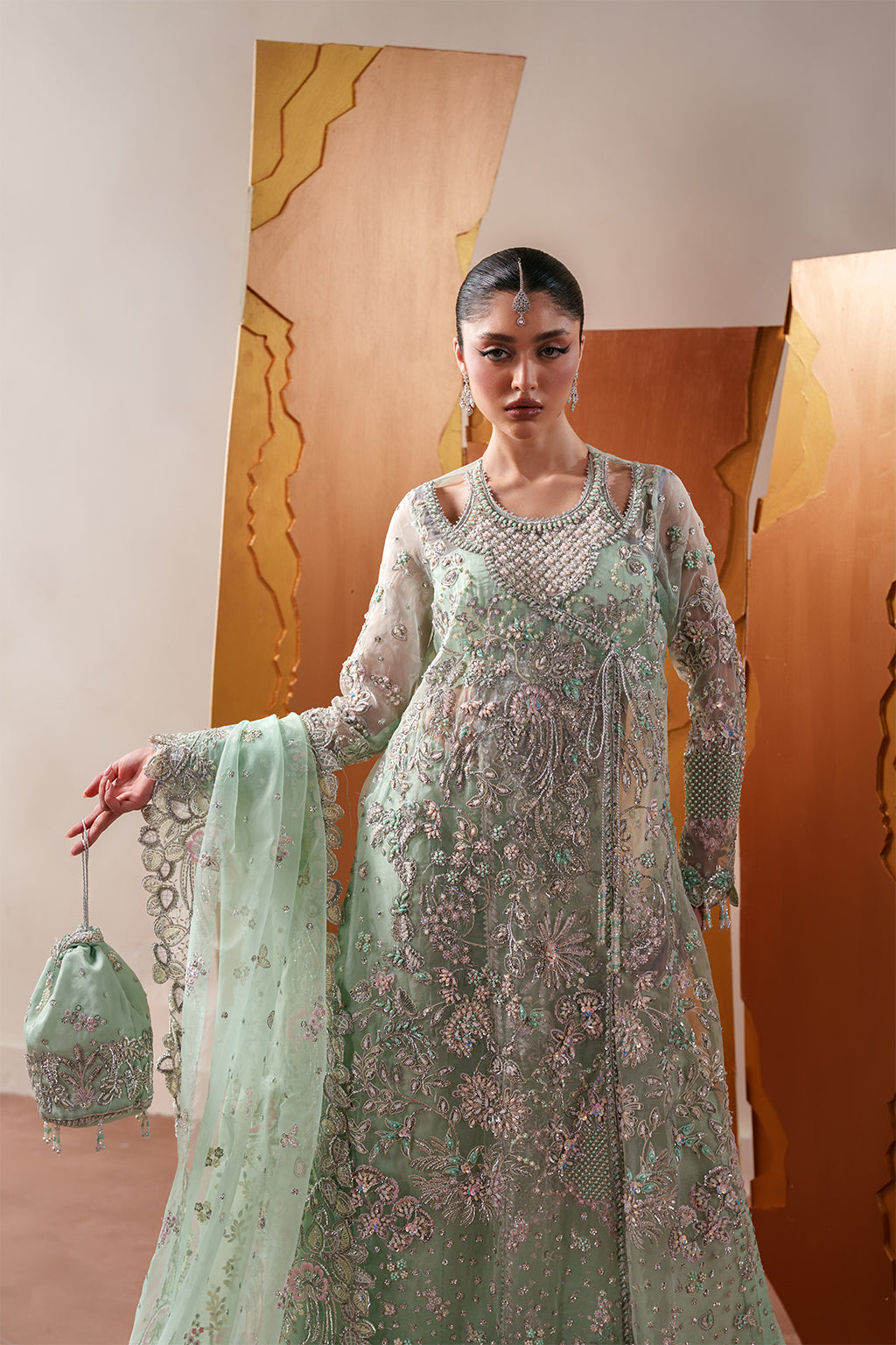 Emaan Adeel Women's Embroidered Organza Suit Moonstone Gleam