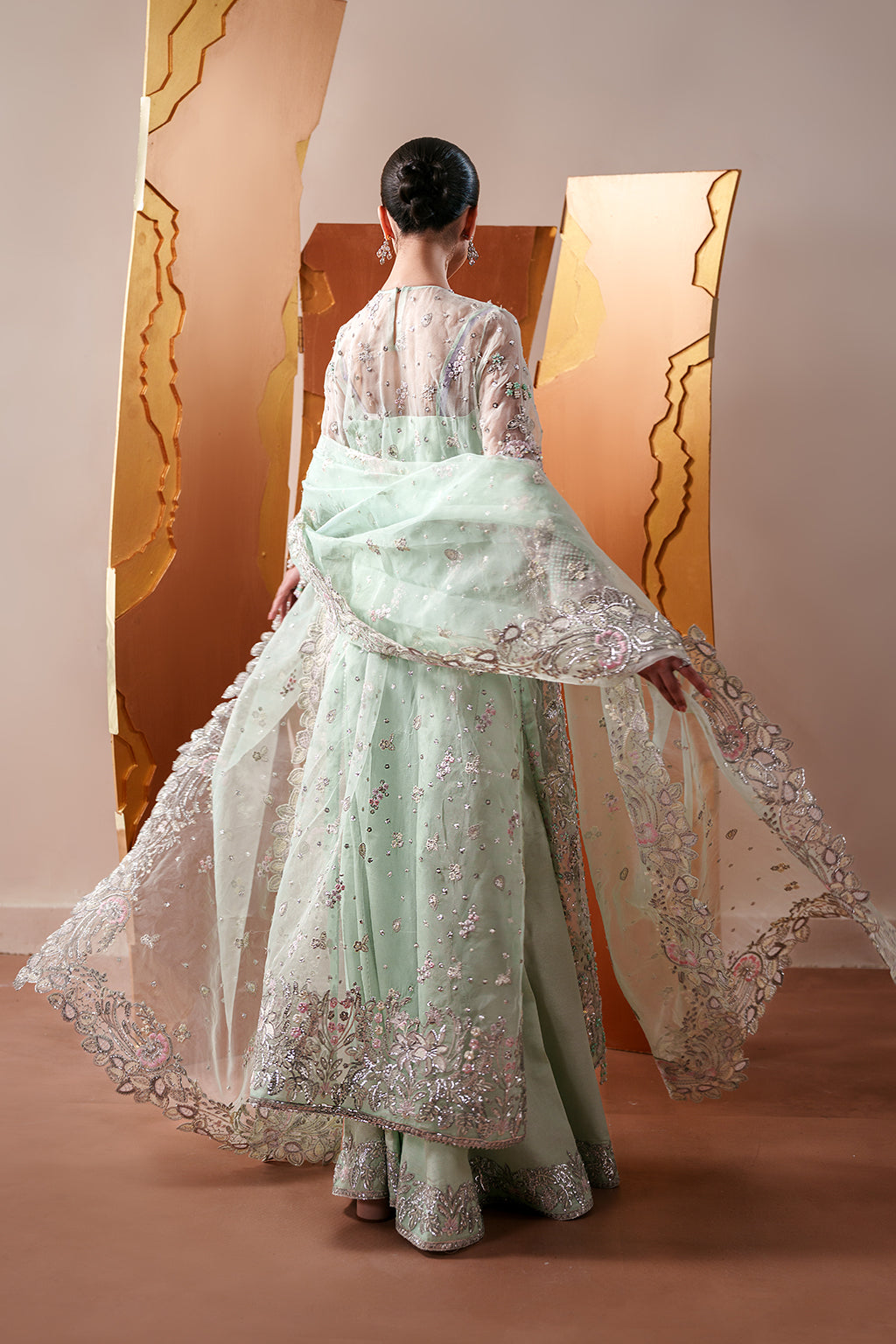 Emaan Adeel Women's Embroidered Organza Suit Moonstone Gleam