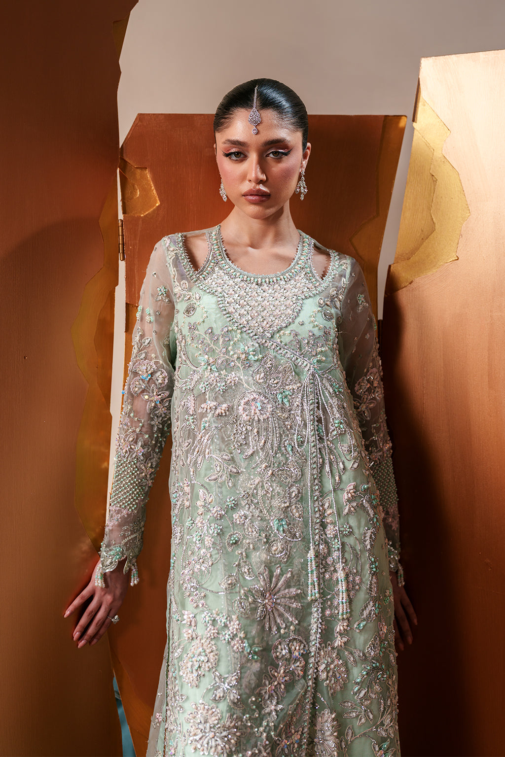 Emaan Adeel Women's Embroidered Organza Suit Moonstone Gleam