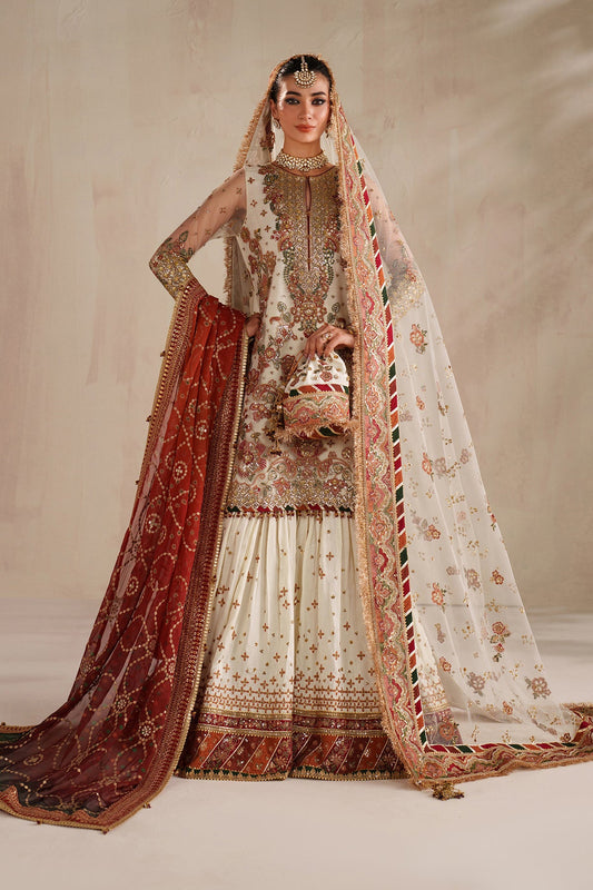 Tajori premium collection: Stunning Baroque embroidered net suit for luxury ethnic style enthusiasts