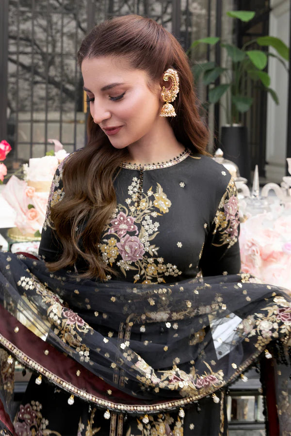 Elegance in black: So Kamal premium lawn designer outfit with matching dupatta