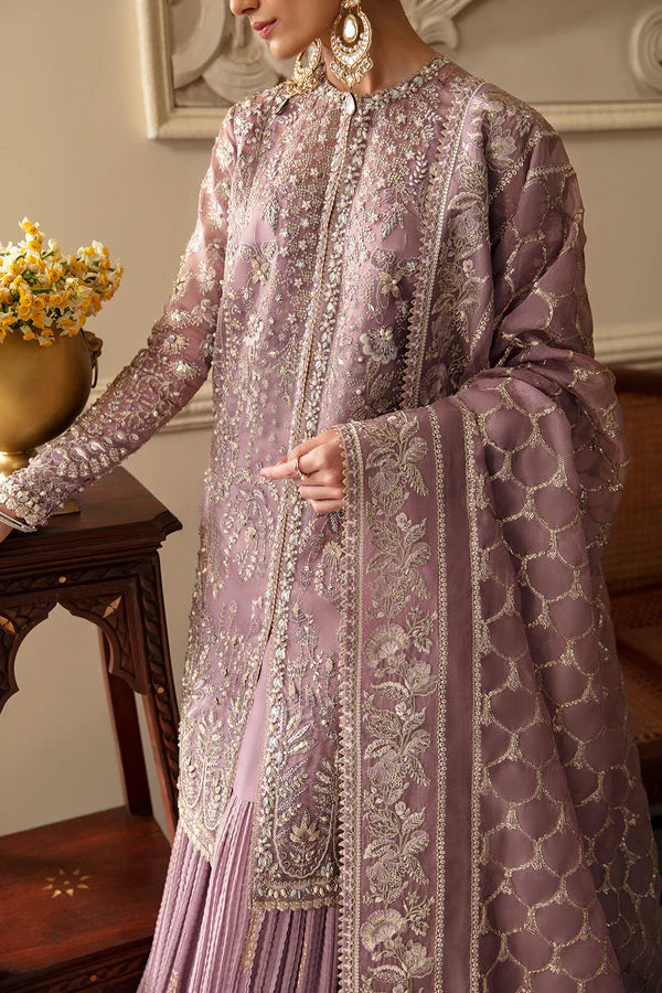 Intricate hand-embellished detailing on Soraya Sehr designer organza jacket - Tajori