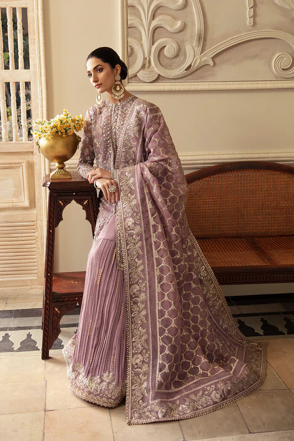 Soraya Sehr organza jacket style dress with embroidered dupatta and sharara - Tajori