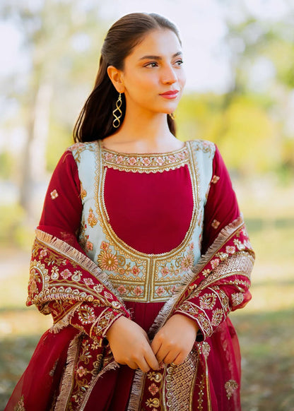 Sunaira by Turba original luxury embroidered chiffon formal suit, Pakistani designer wear available for pre-order at Tajori.