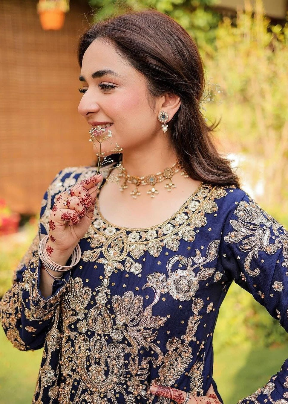 Haseens Official Women's Embroidered Chiffon Kurta Set Blue