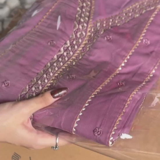 Abaan Zohan Kashish Chiffon Pishwas Back View and Sitara Sleeves - Tajori