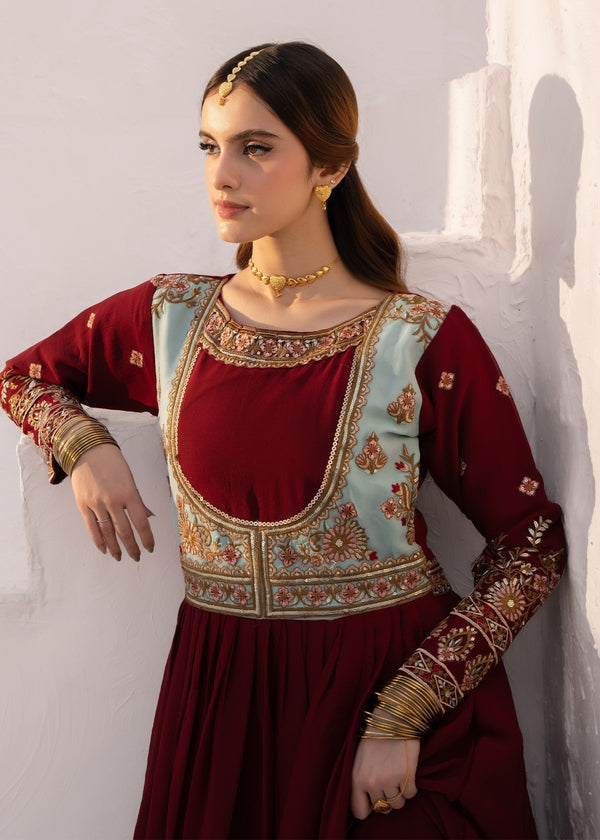 Sunaira by Turba original luxury embroidered chiffon formal suit, Pakistani designer wear available for pre-order at Tajori.